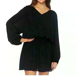 Raisins Womens Long Sleeve Mini Smocked Dress Cover-Up Size Small